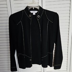 MING WANG BLACK KNIT SWEATER (New $169) sz S